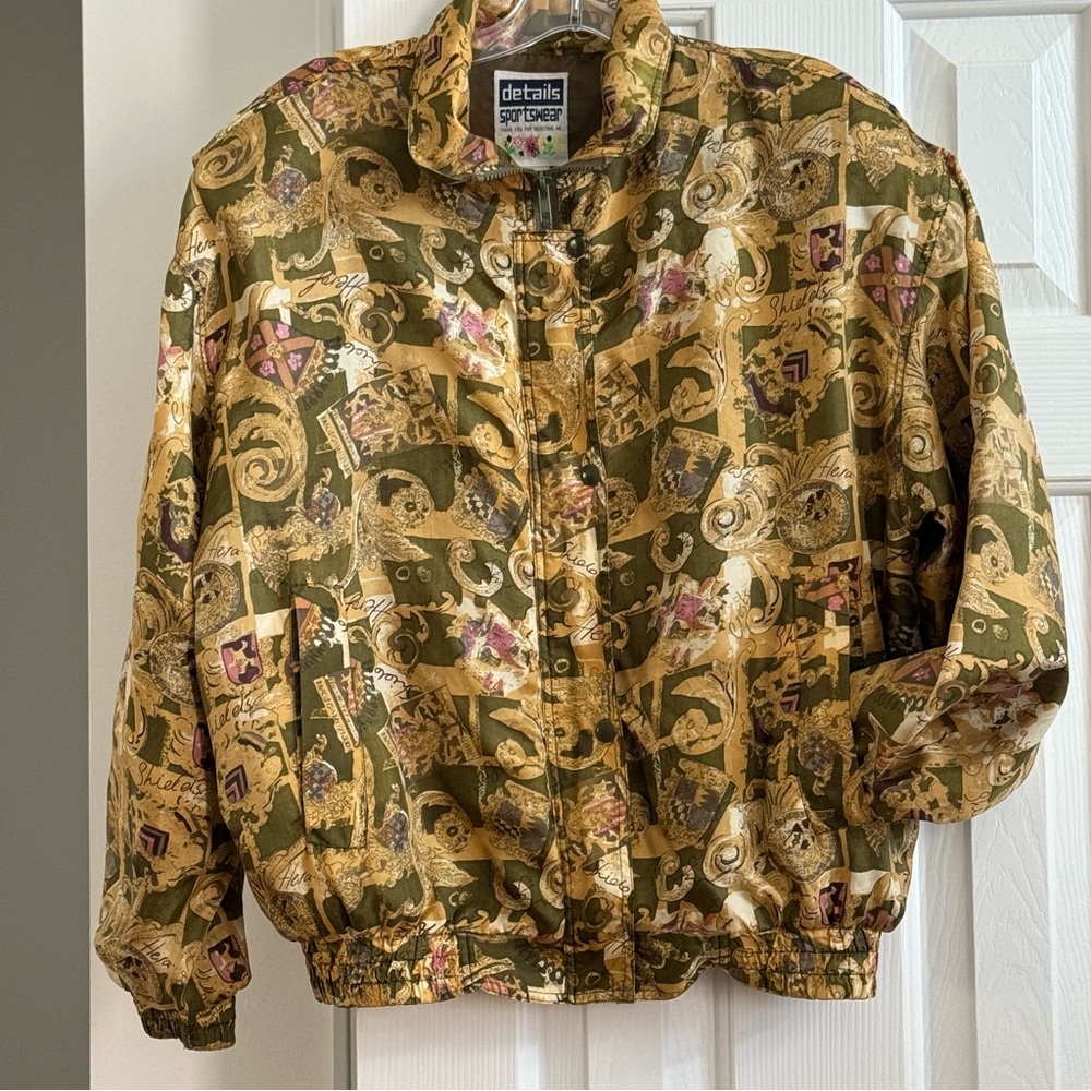 Details Vintage 90's abstract pattern silk bomber jacket size L